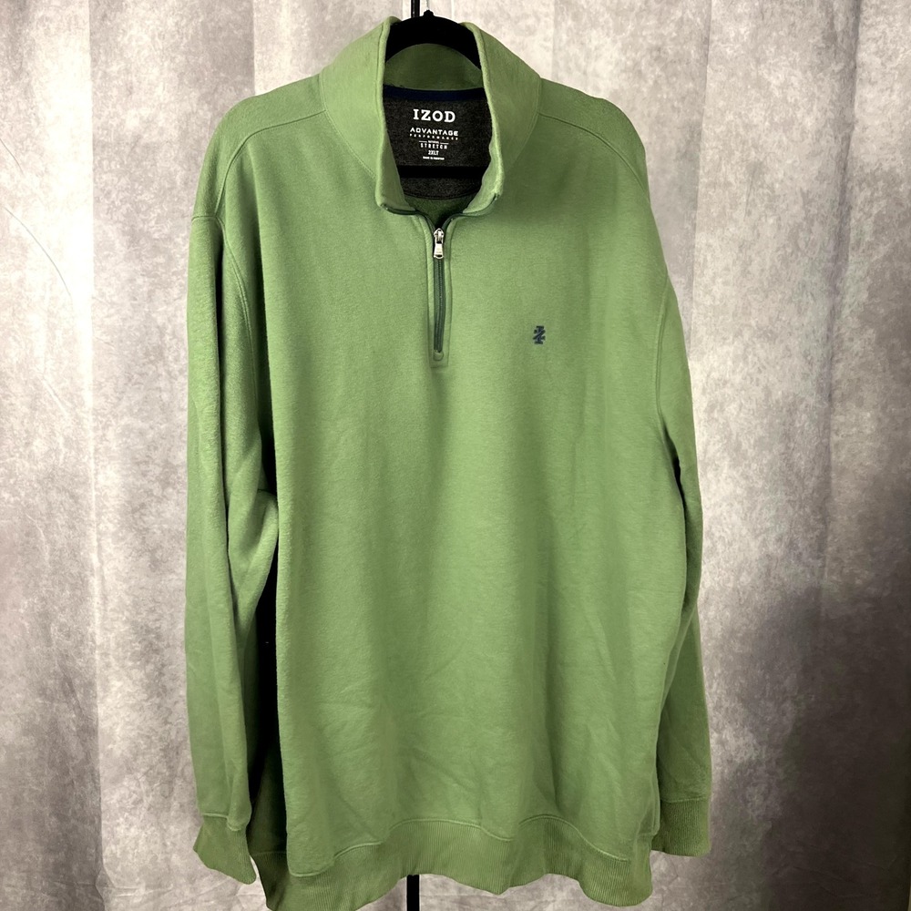 IZOD 1/4 Zip Green Advantage Performance Pullover 2XLT Long Sleeve SOFT!